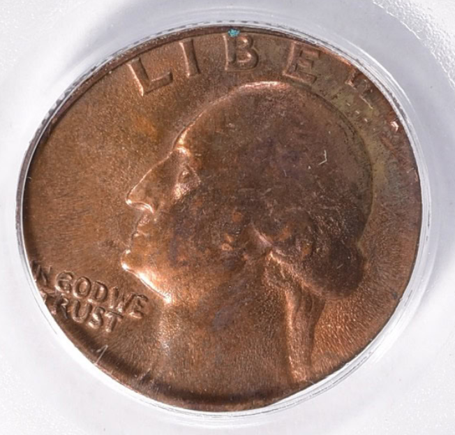 1963 quarter wrong planchet error showing incomplete design on a smaller cent or dime planchet compared to normal quarter